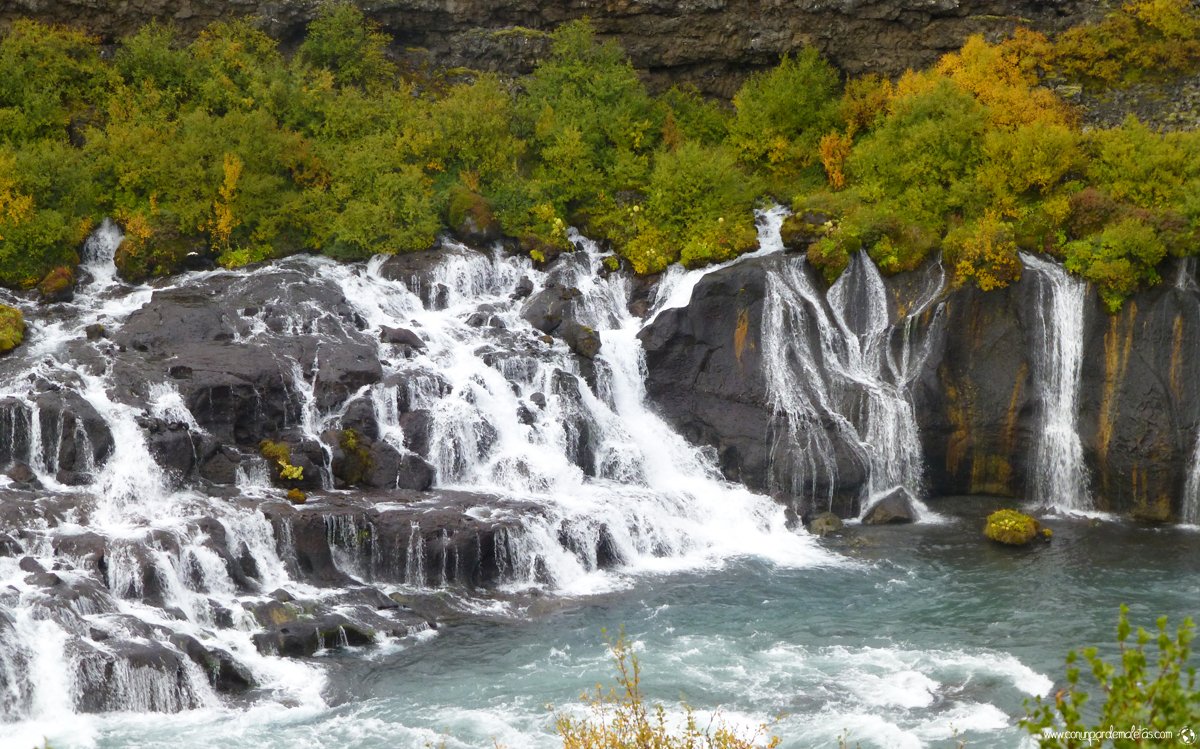 cascadas de hraunfossar equinoccio de otoño