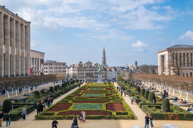 Brussel,,Belgium,-,Octomber,05,2018,:,Mont,Des,Arts,Garden,