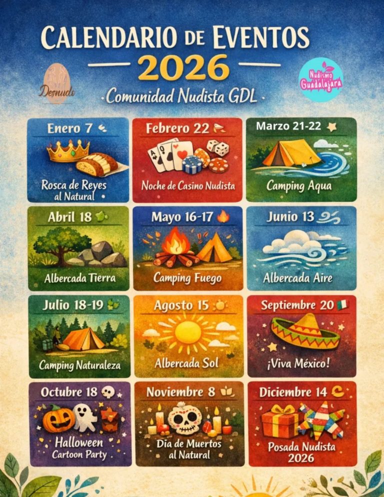 AtenciónCalendario de eventos 2026@nudismogdl
